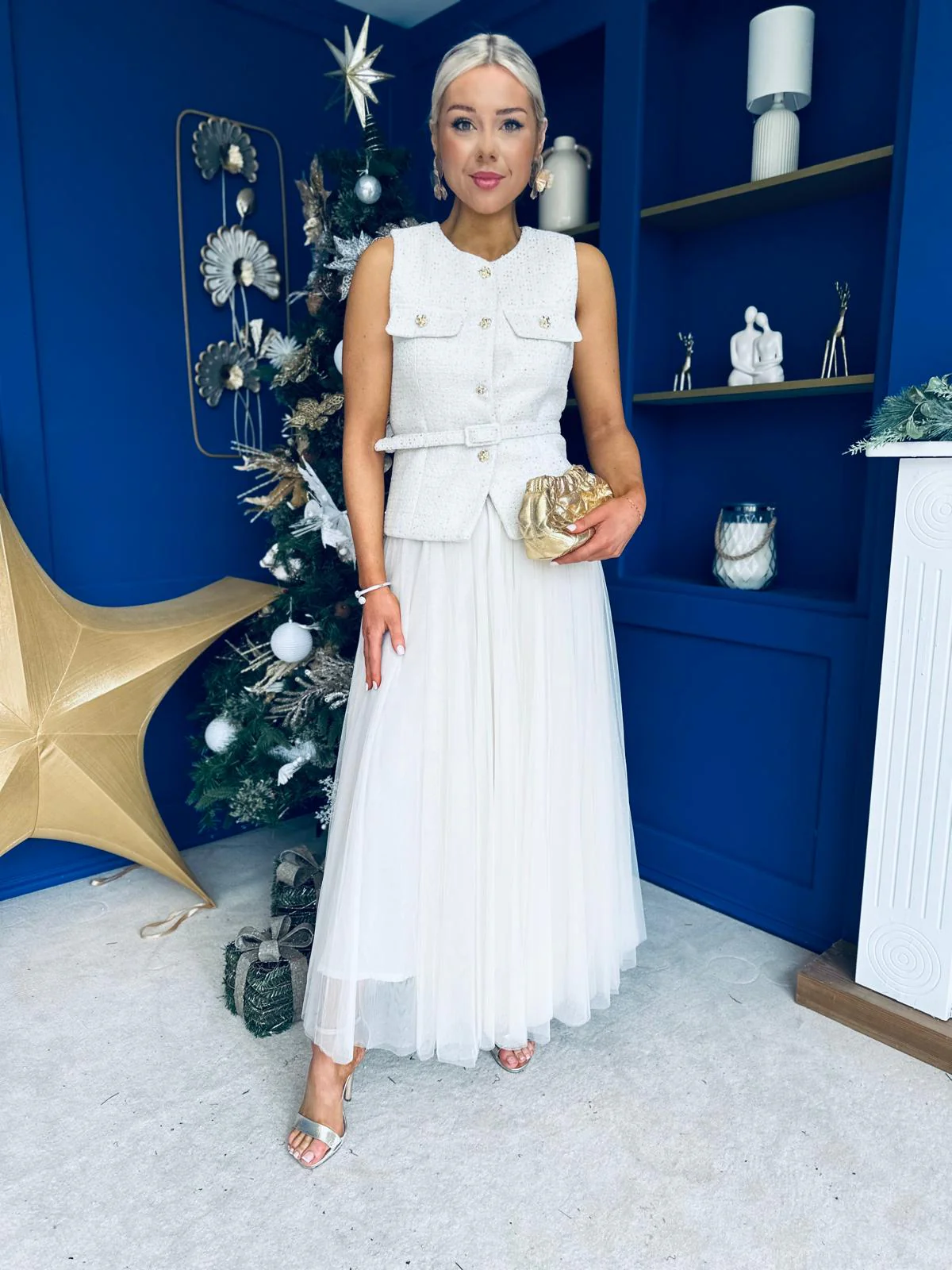 Martha Detailed Waistcoat Cream - Image 7