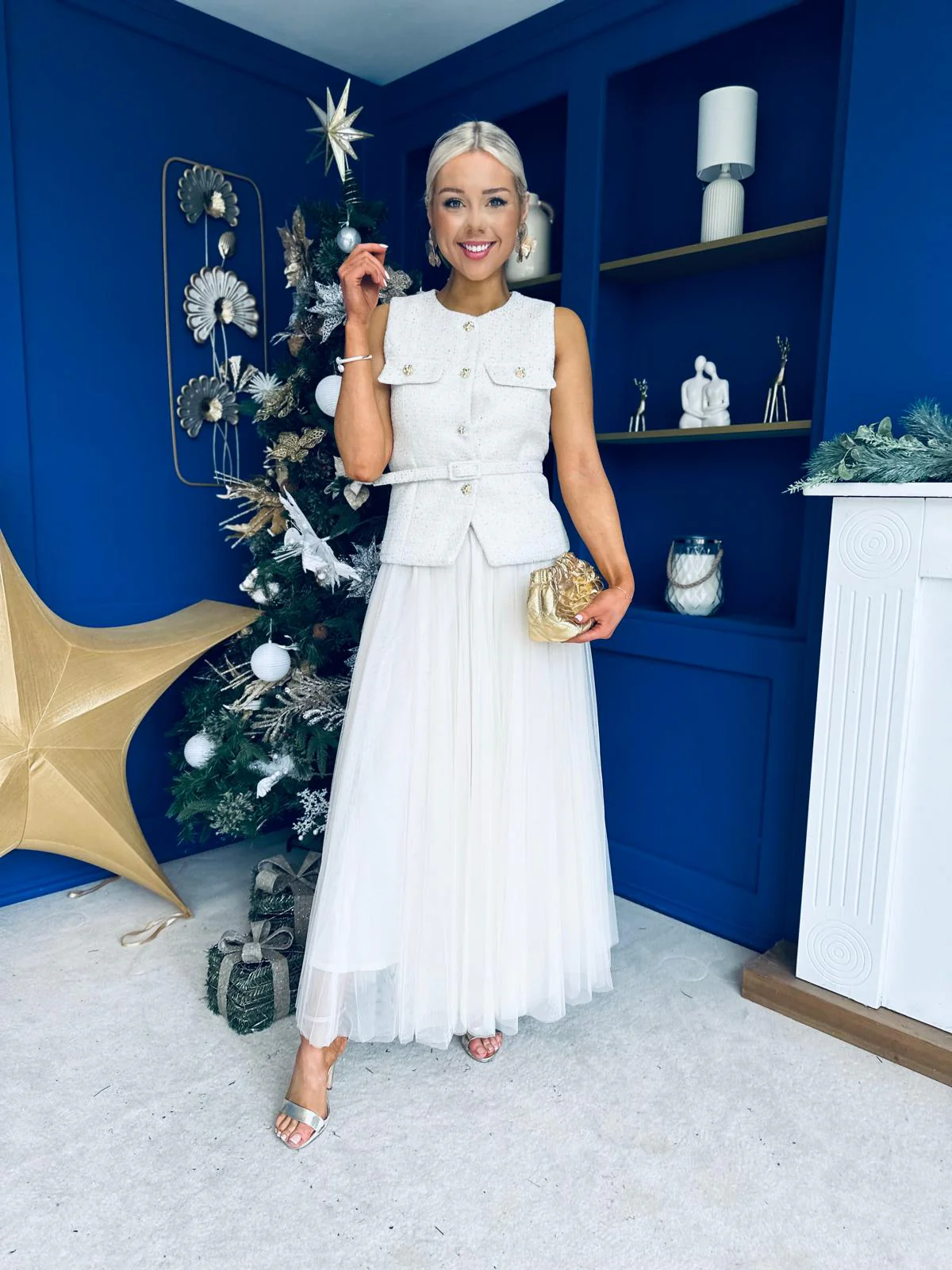 Martha Detailed Waistcoat Cream - Image 8