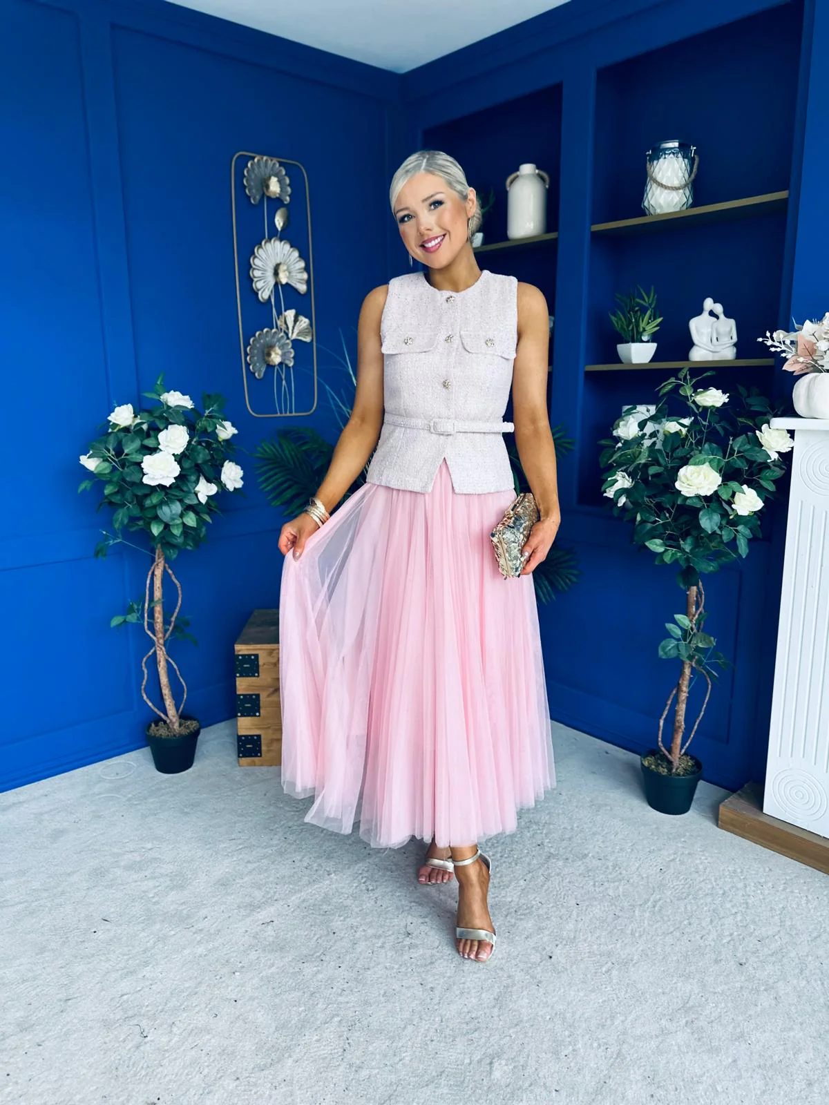 Martha Detailed Waistcoat Pink - Image 4