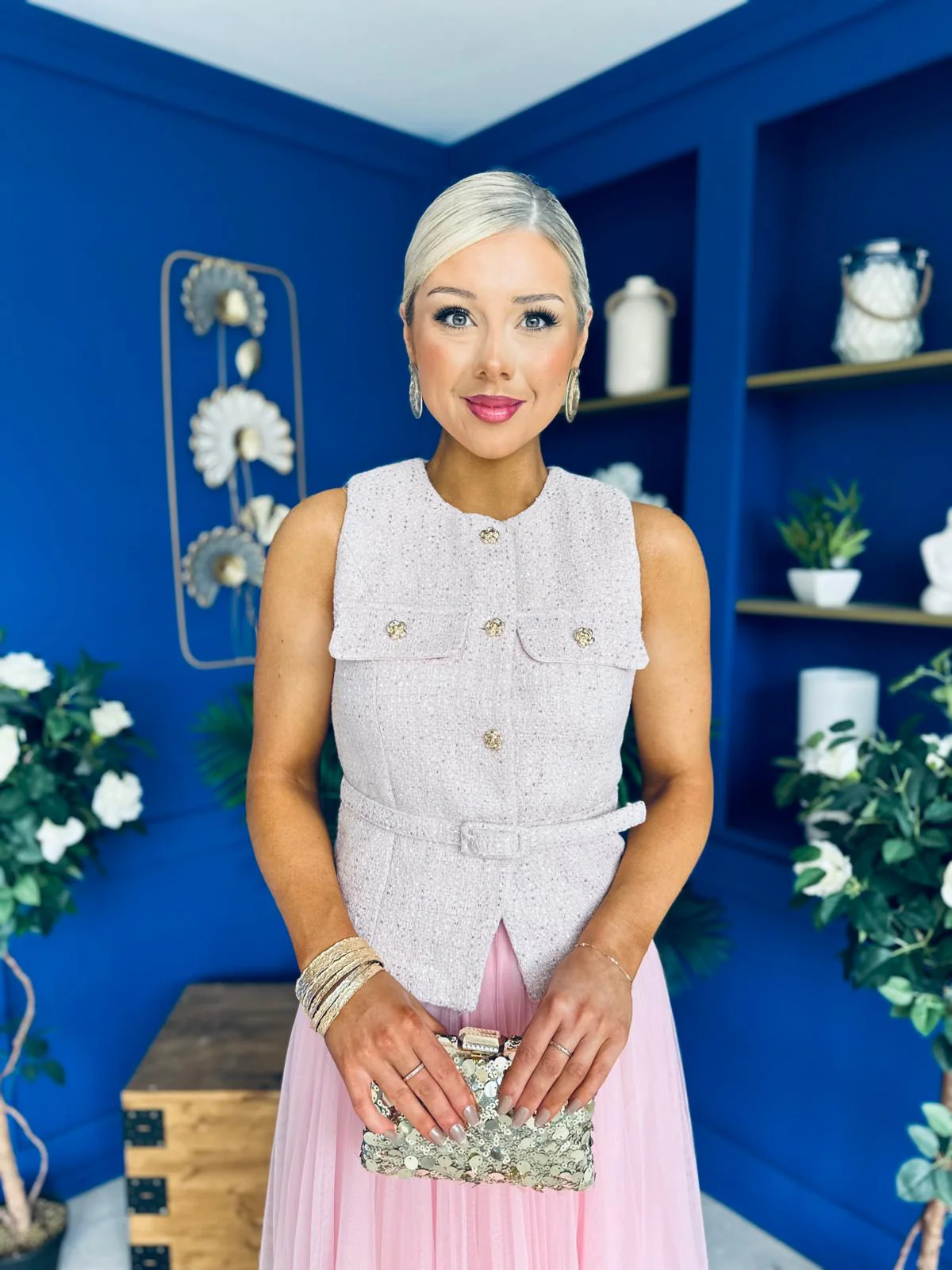 Martha Detailed Waistcoat Pink - Image 6