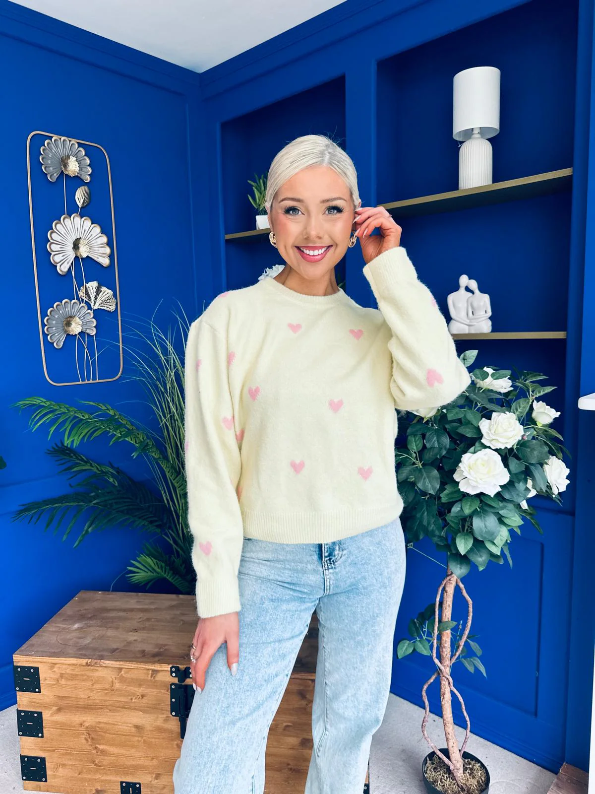 Philipa Heart Detail Knit Jumper Yellow - Image 10