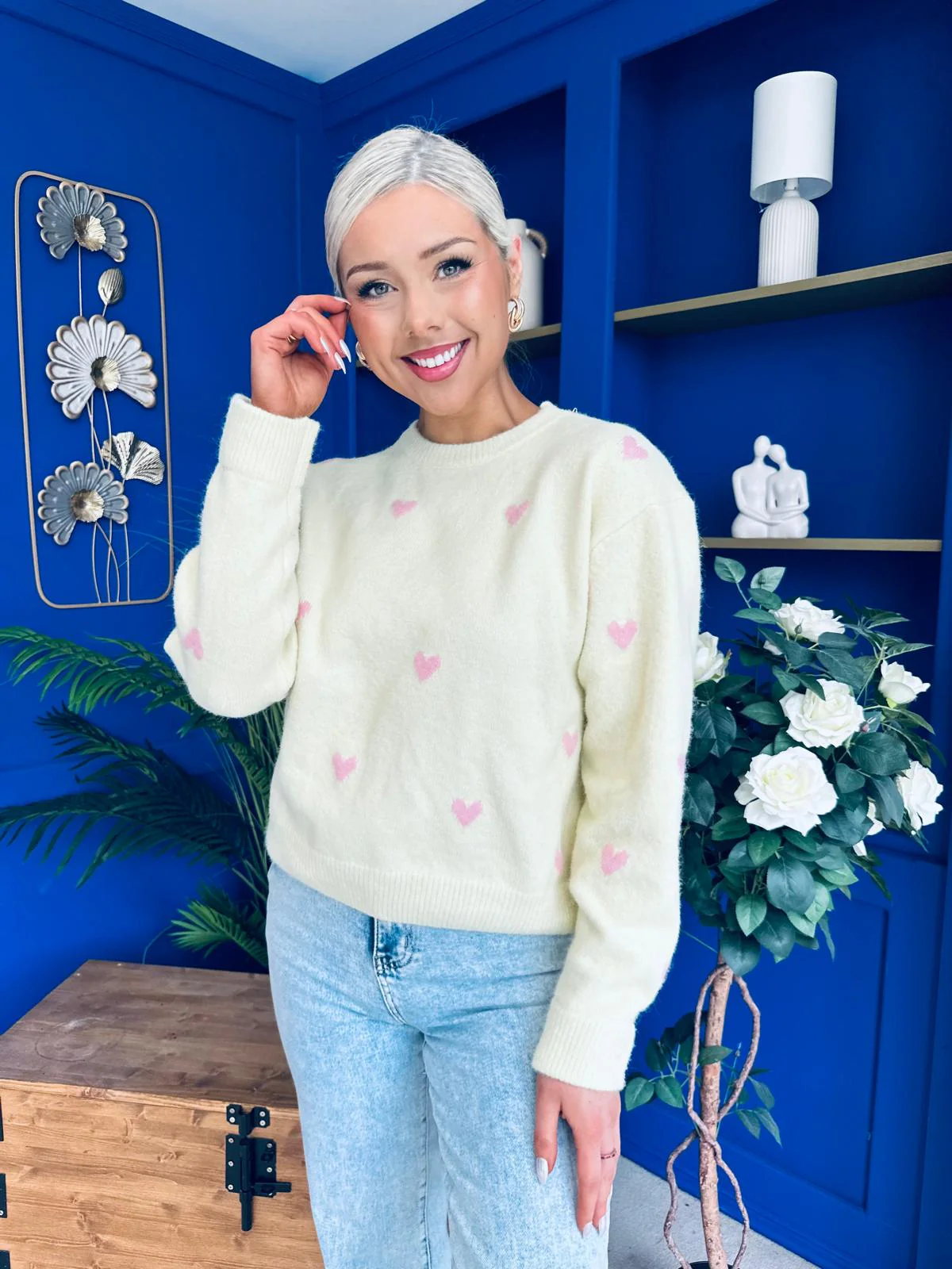 Philipa Heart Detail Knit Jumper Yellow - Image 4