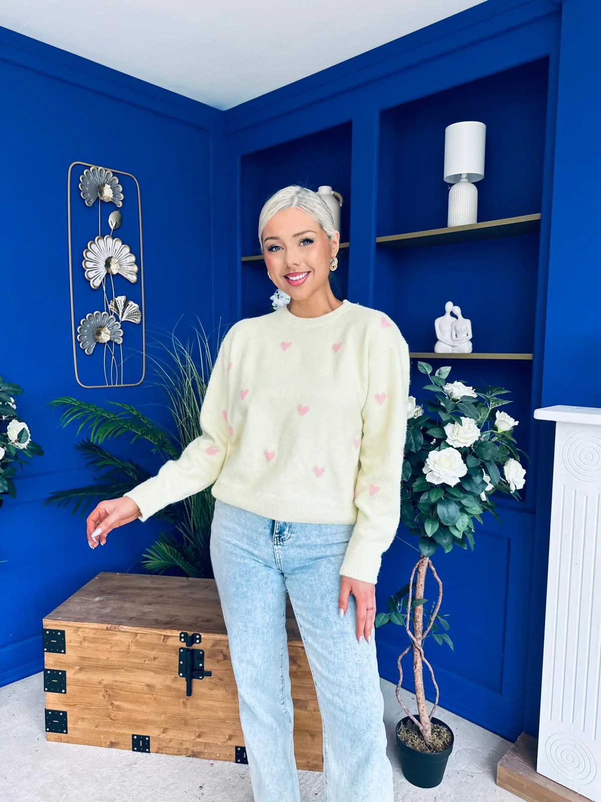 Philipa Heart Detail Knit Jumper Yellow - Image 5