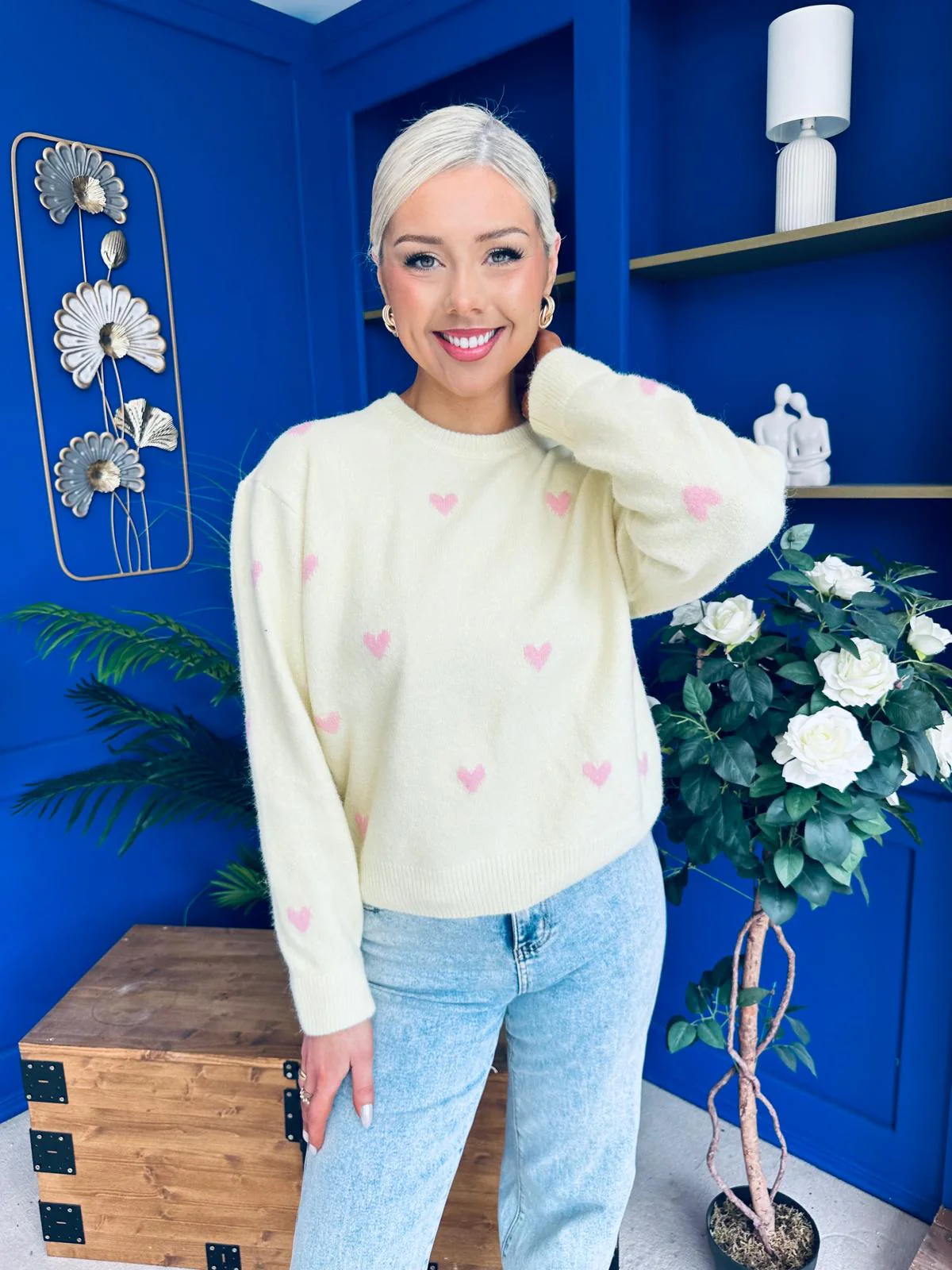 Philipa Heart Detail Knit Jumper Yellow - Image 6