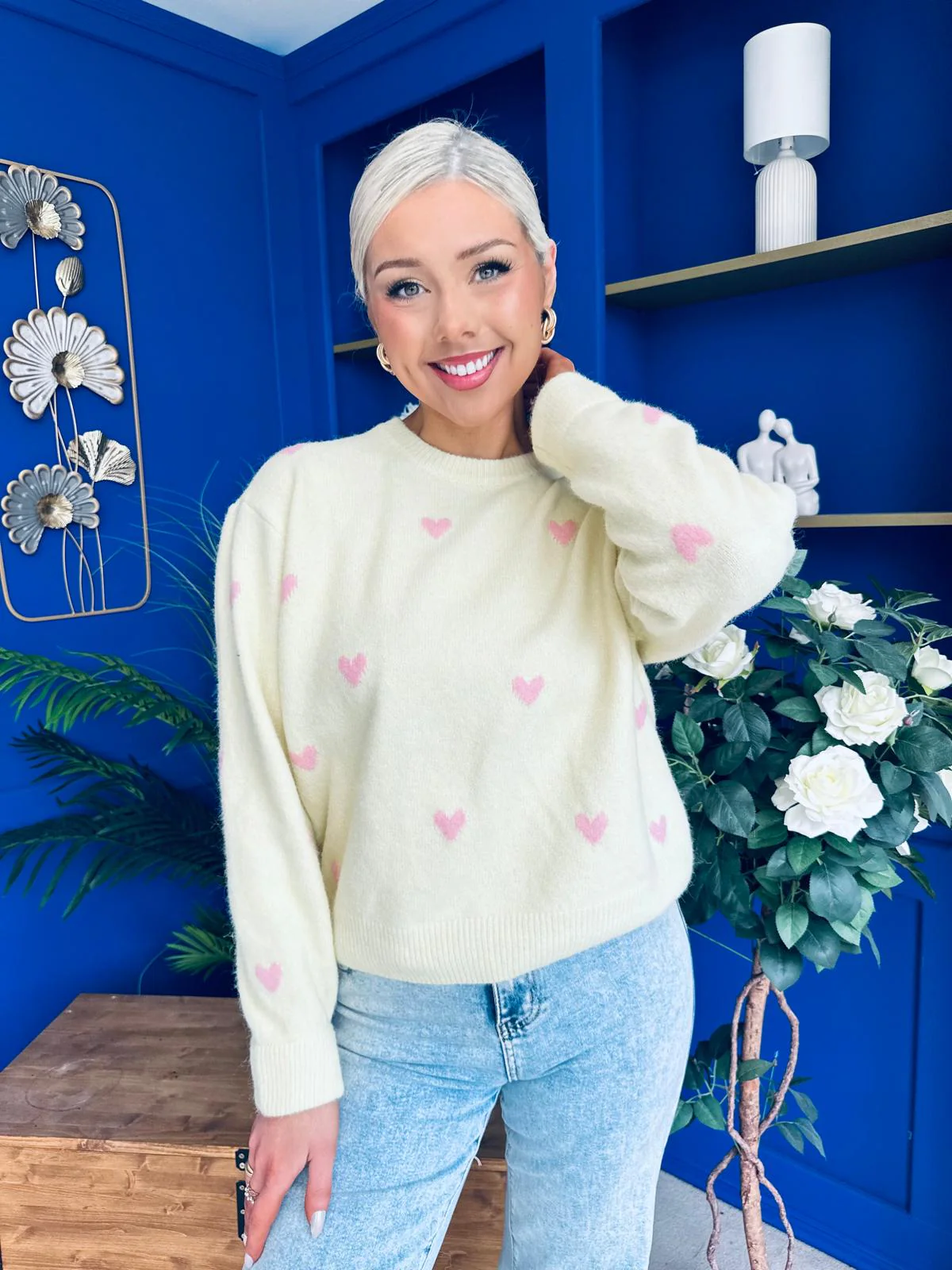 Philipa Heart Detail Knit Jumper Yellow - Image 8