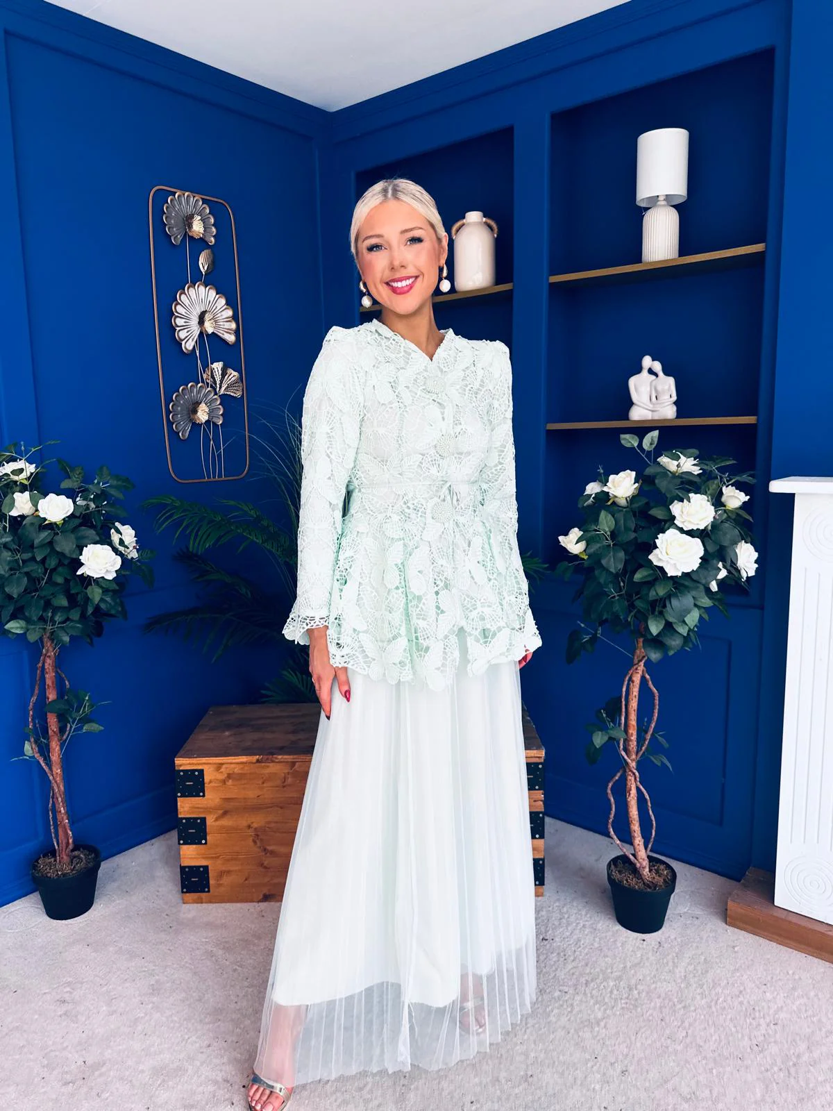 Raya Crochet Jacket & Tulle Skirt Set Mint - Image 5