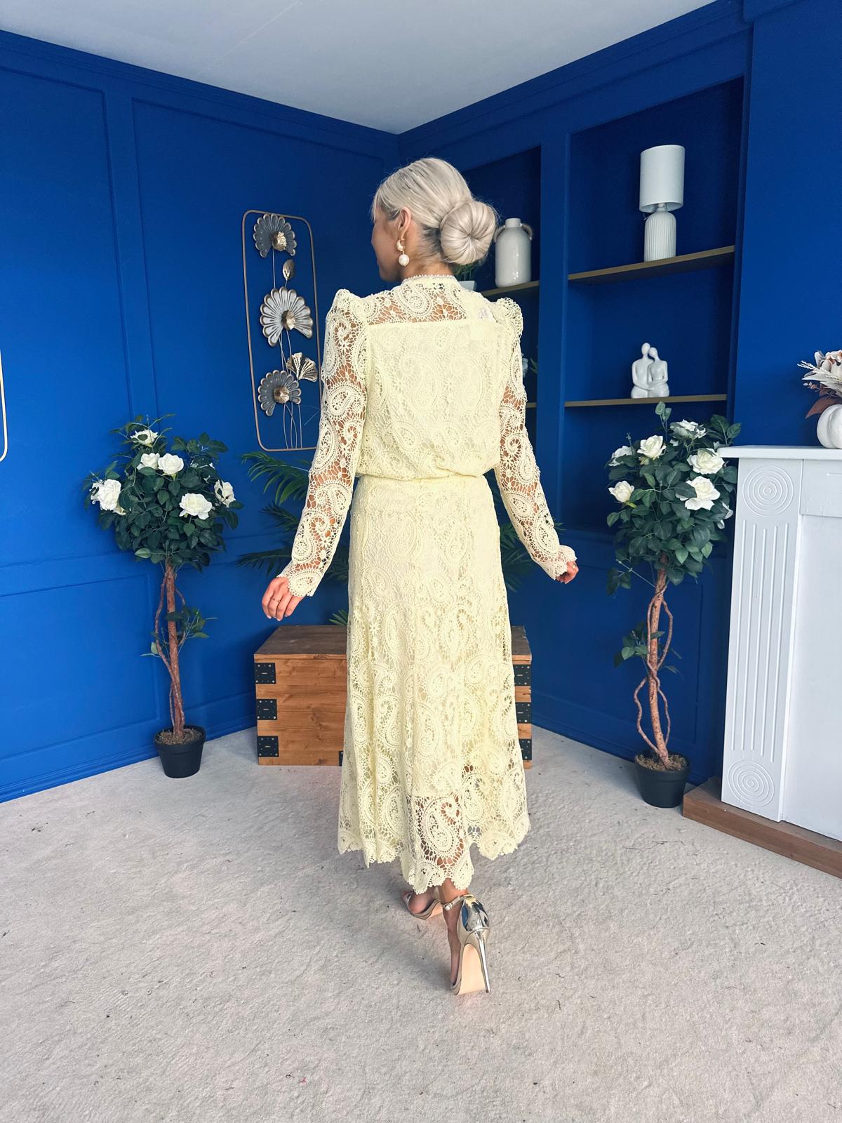 Sienna Crochet Skirt & Cardi Set Yellow - Image 10