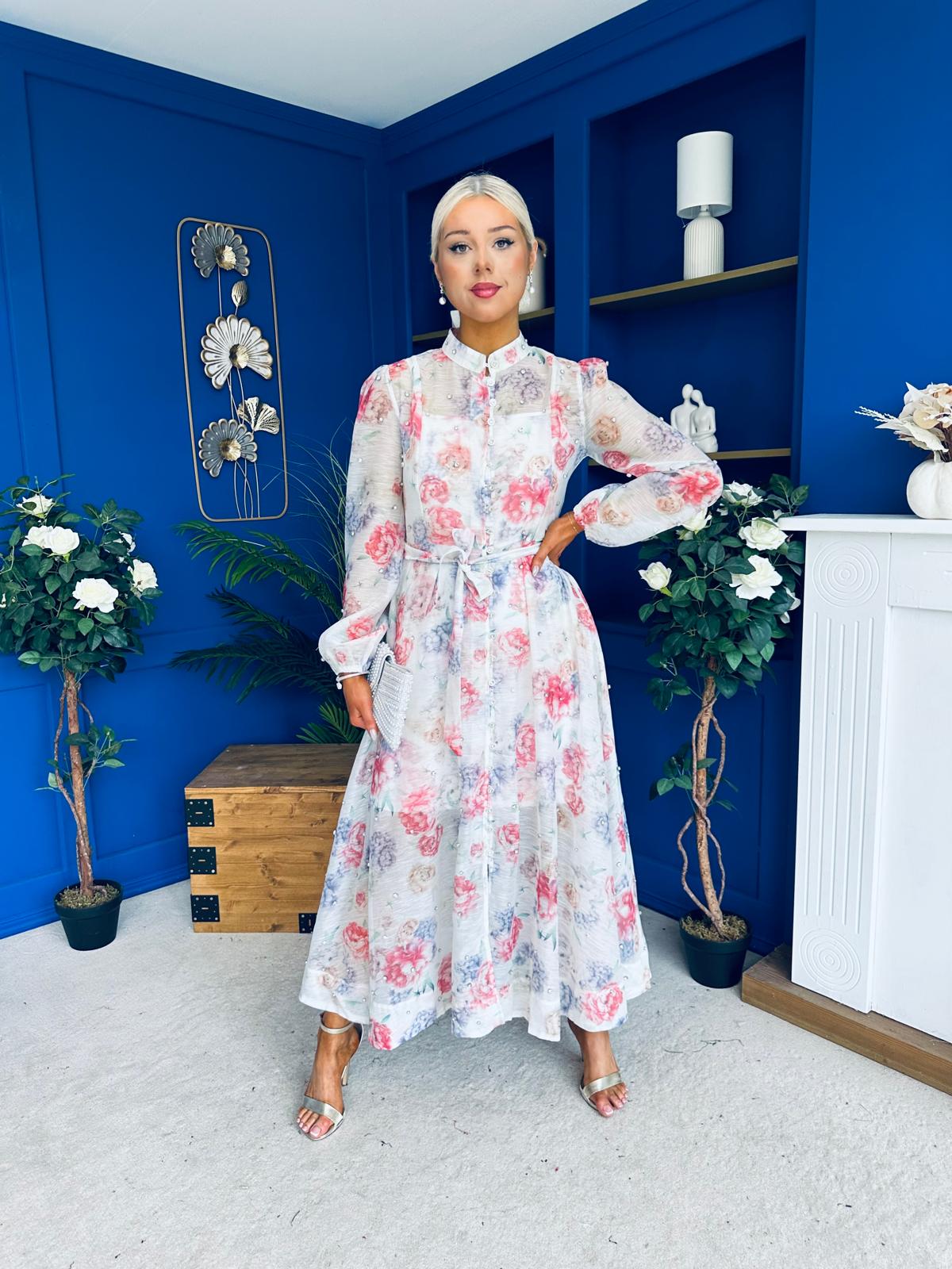 Simone Embellished Occasion Dress Rose - Image 3