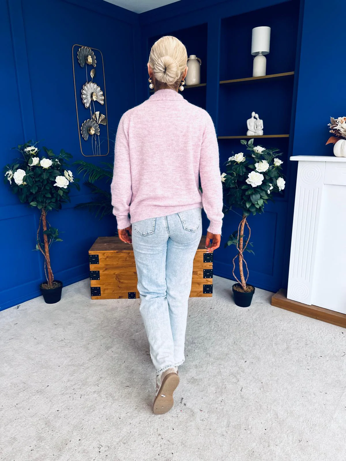 Tara Bow Detail Knit Jumper Lilac - Image 8